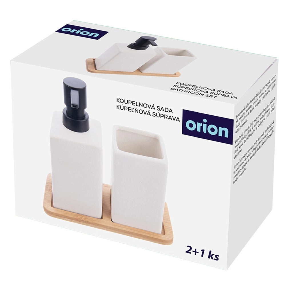 Bathroom Accessory Set, White Dolomite, 3-Piece