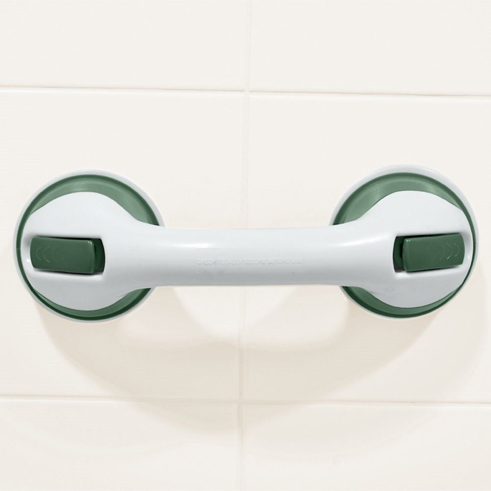 Bathroom handle with rubber suction cups for increased safety