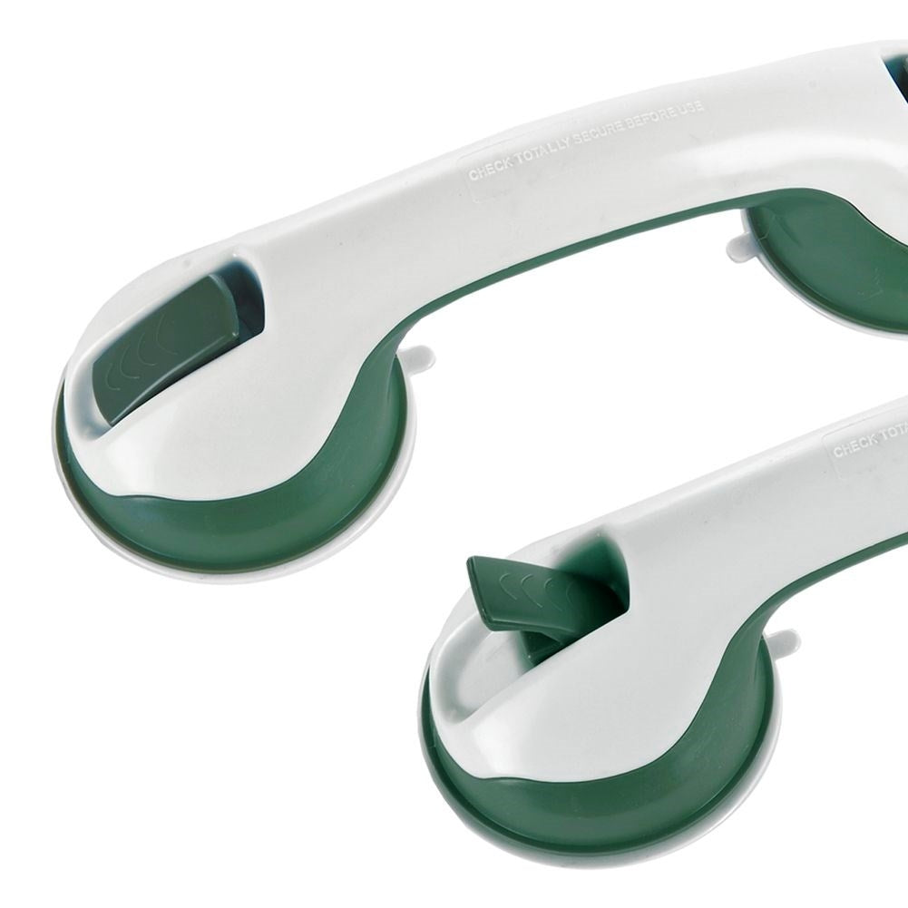 Bathroom handle with rubber suction cups for increased safety