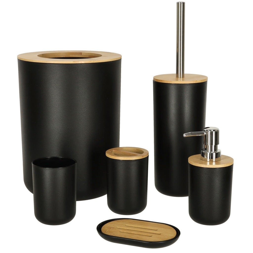 Bathroom set 6 pcs brush dispenser black
