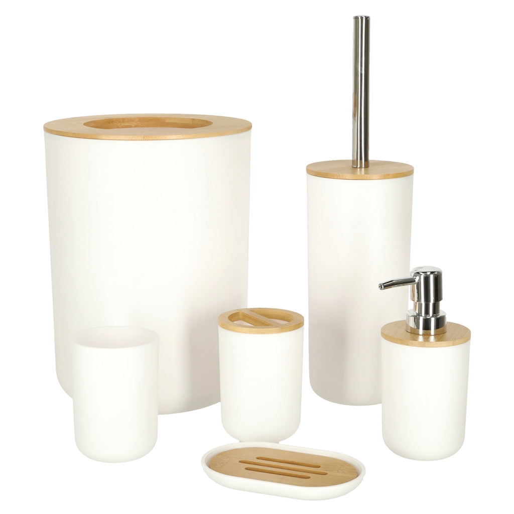 Bathroom set 6 pcs. brush dispenser white