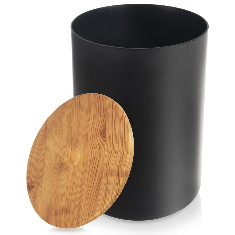 Bathroom waste bin 7L in Durable Black Plastic with Lid