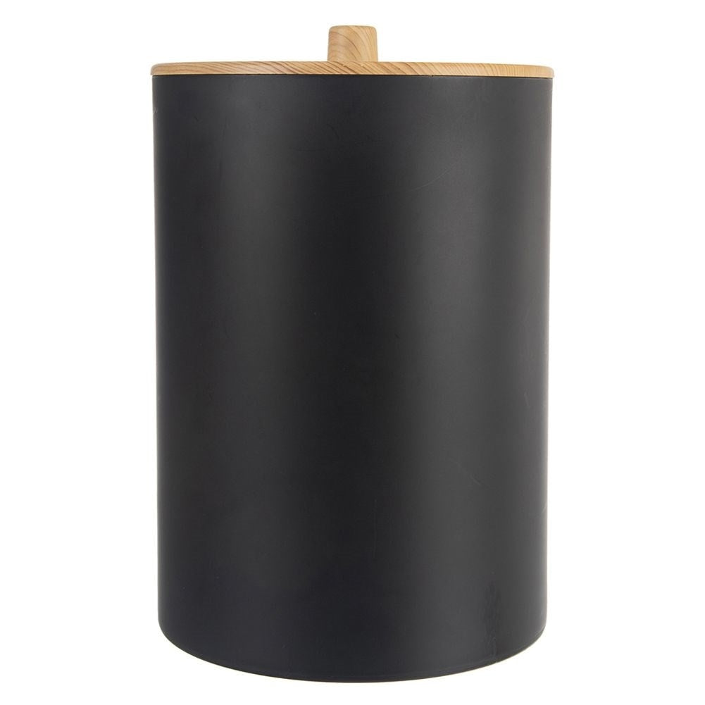 Bathroom waste bin 7L in Durable Black Plastic with Lid