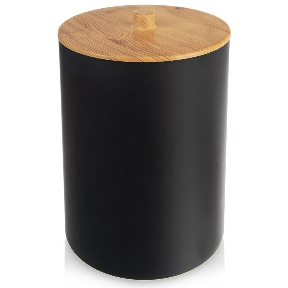 Bathroom waste bin 7L in Durable Black Plastic with Lid
