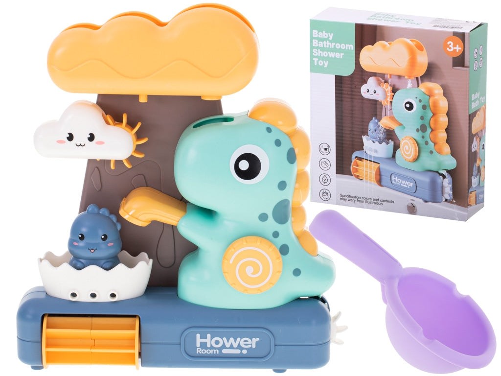 Bath toy shower with dinosaur reel