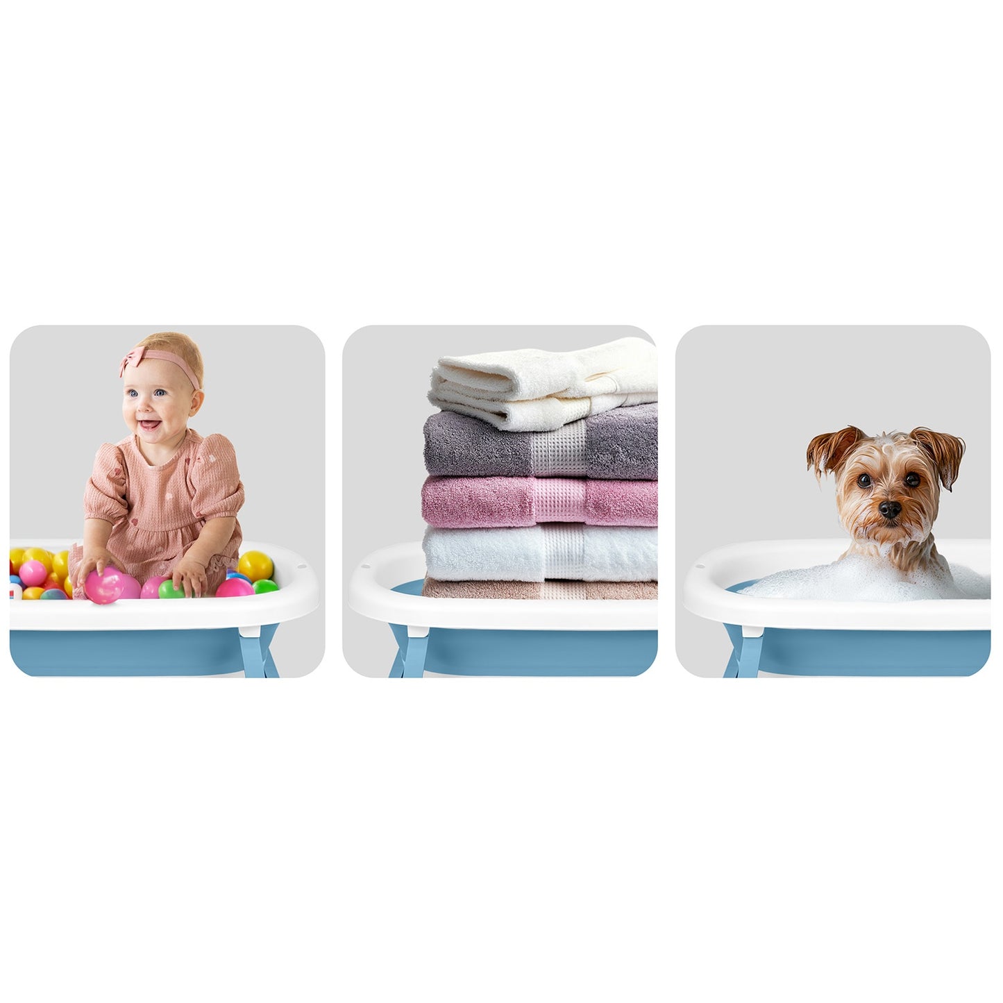Bathtub for children, infants with thermometer and insert RK-287 white and blue