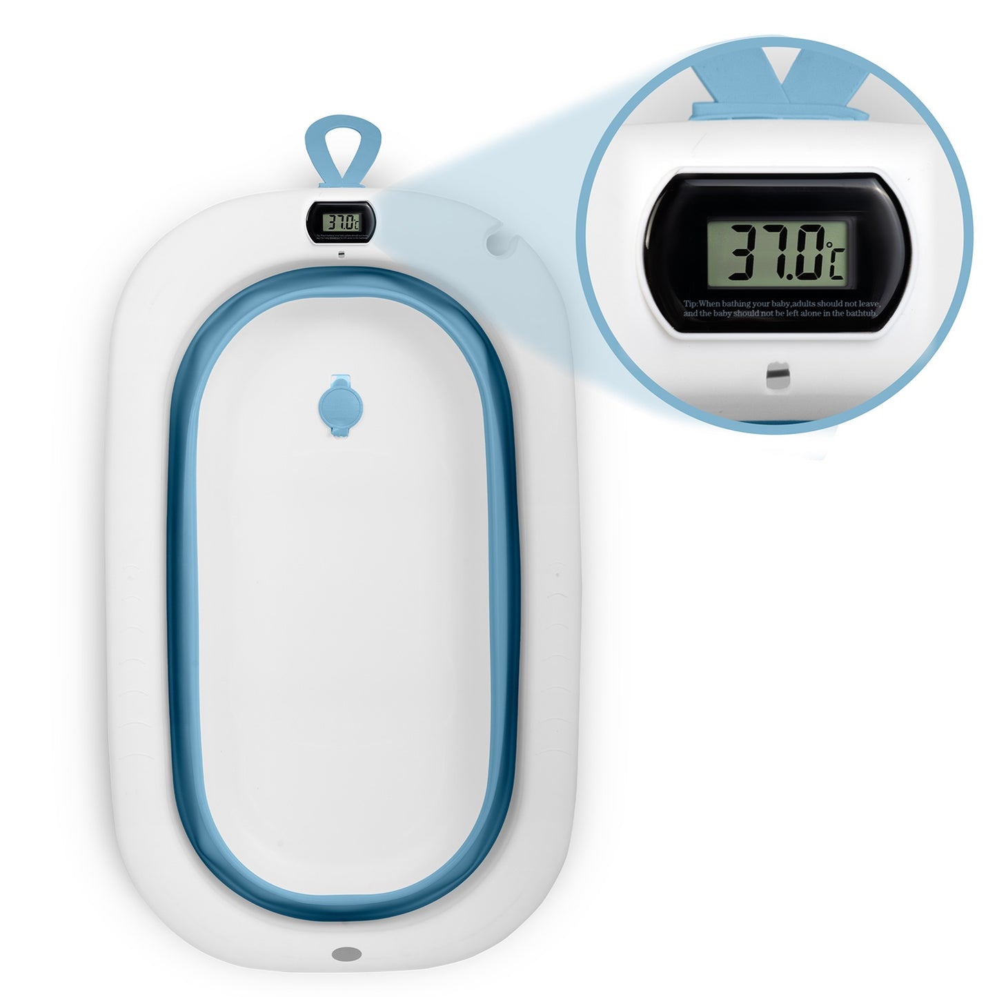 Bathtub for children, infants with thermometer and insert RK-287 white and blue