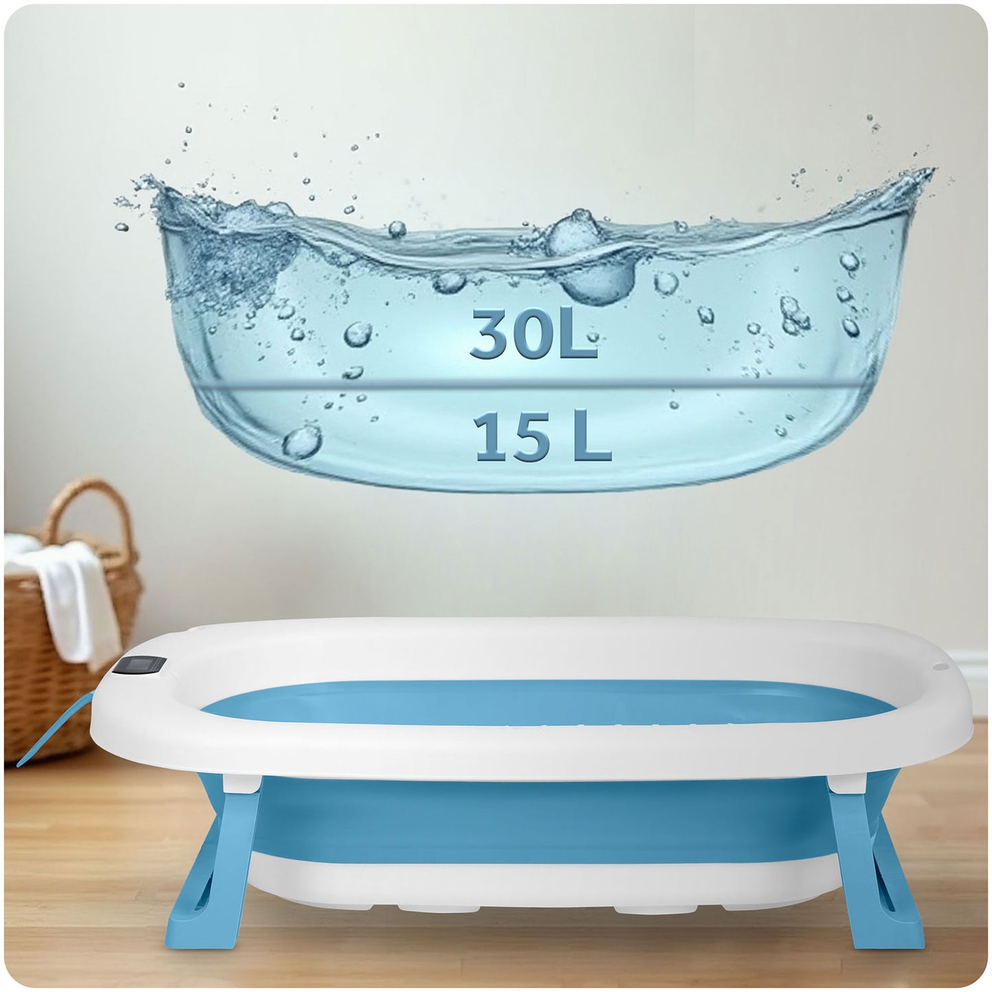 Bathtub for children, infants with thermometer and insert RK-287 white and blue