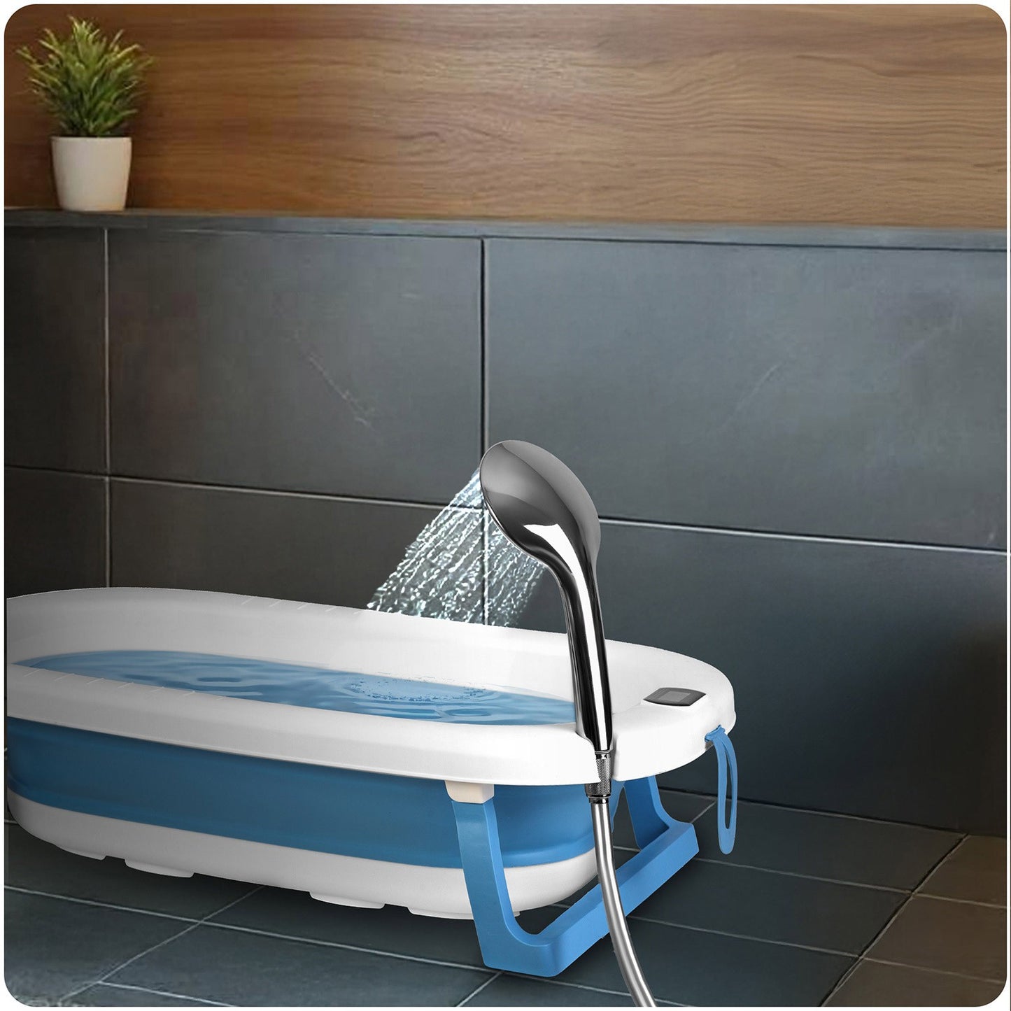 Bathtub for children, infants with thermometer and insert RK-287 white and blue