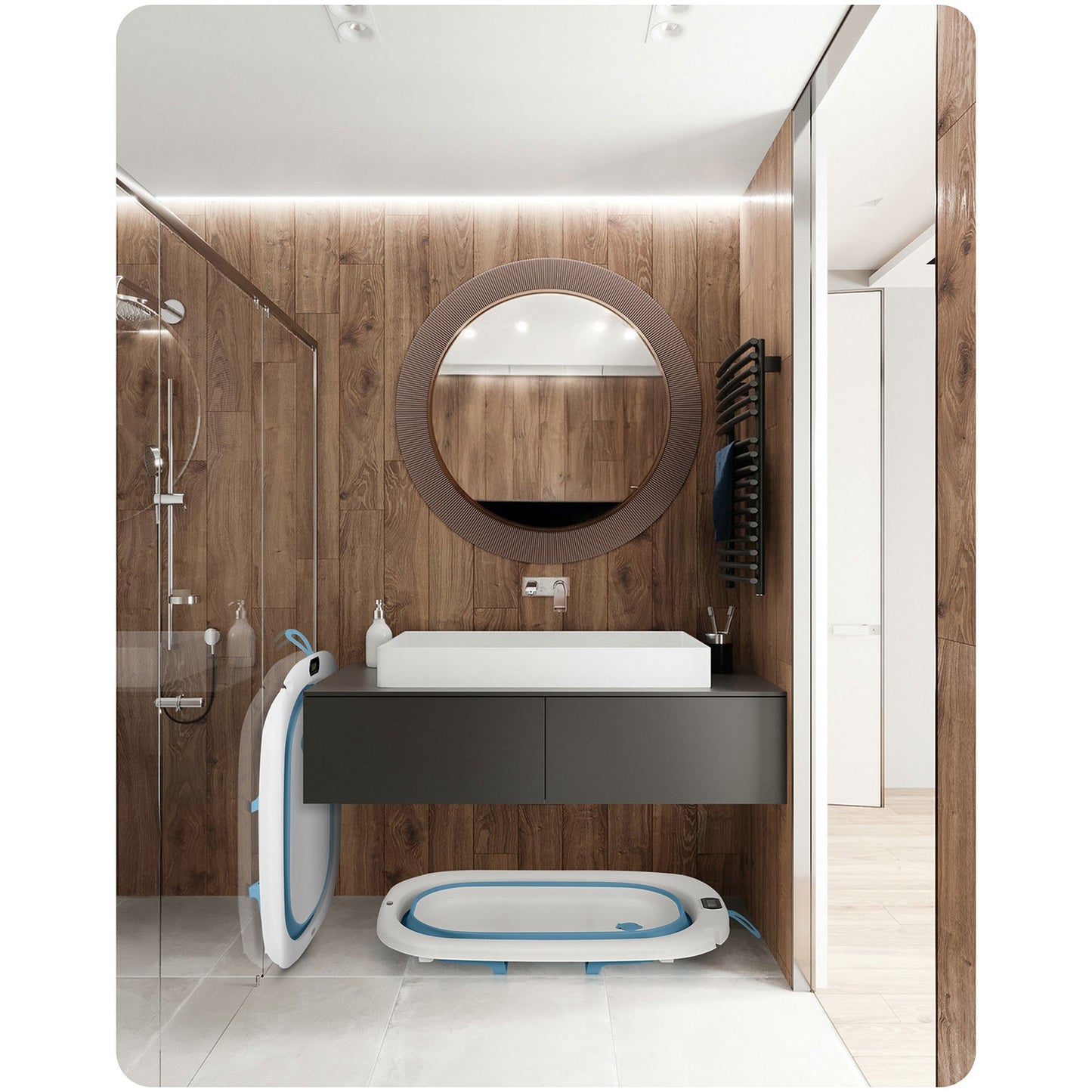 Bathtub for children, infants with thermometer and insert RK-287 white and blue