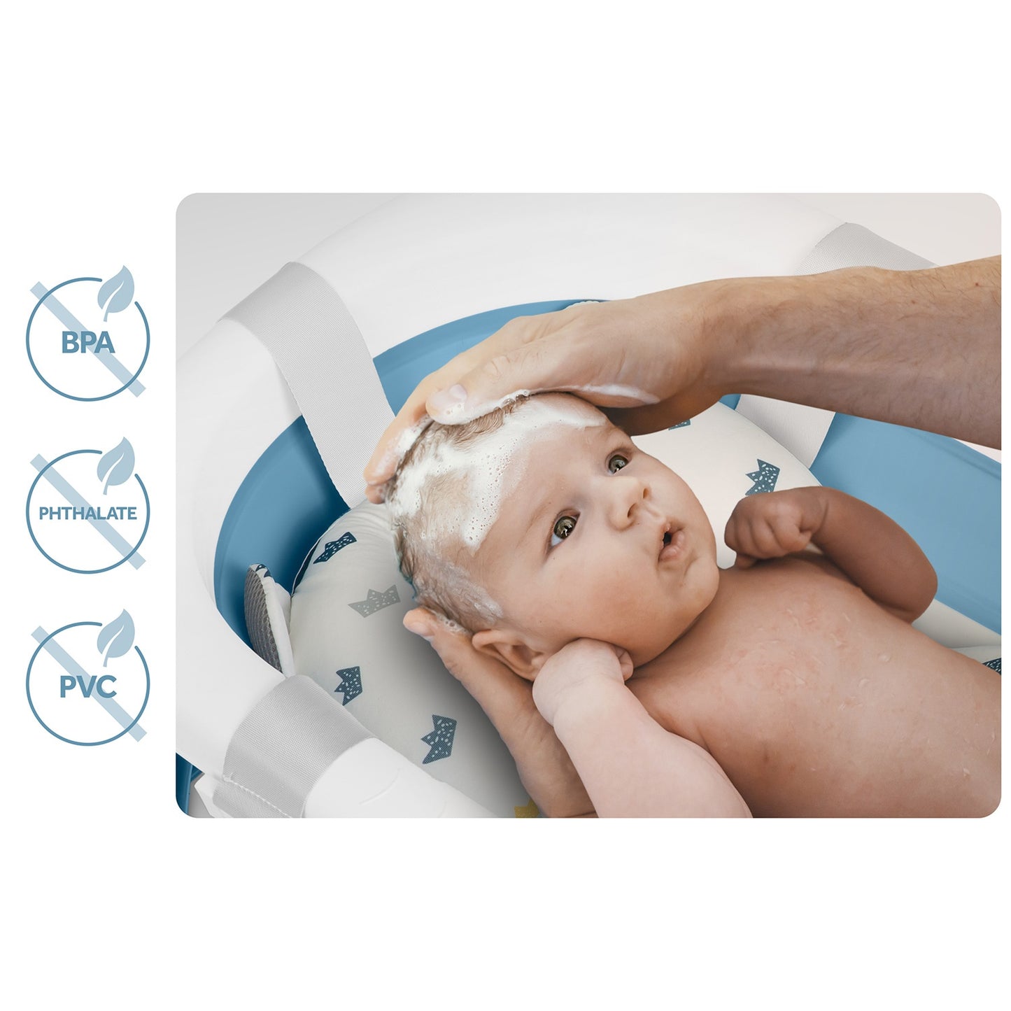 Bathtub for children, infants with thermometer and insert RK-287 white and blue