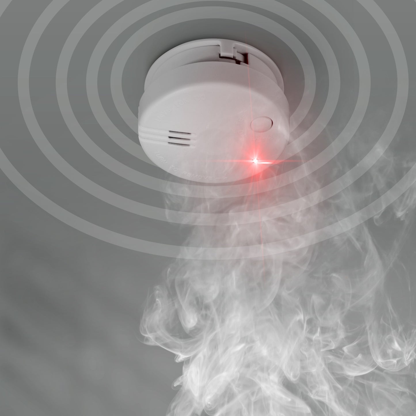 Battery-Powered Smoke Alarm, 5-Year Life, 85 dB, White