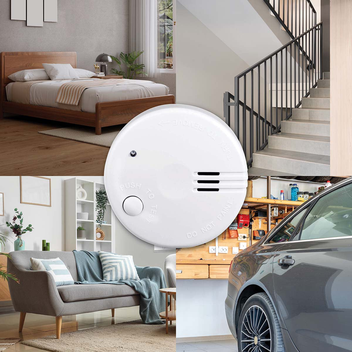 Battery-Powered Smoke Alarm, 5-Year Life, 85 dB, White