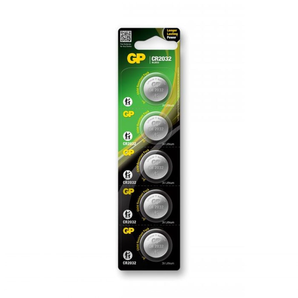 Battery for GP button cell, Lithium, CR2032, 5-pack