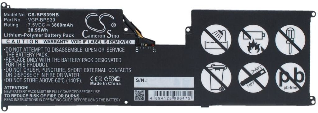 Battery for Sony SVT11213CGW etc