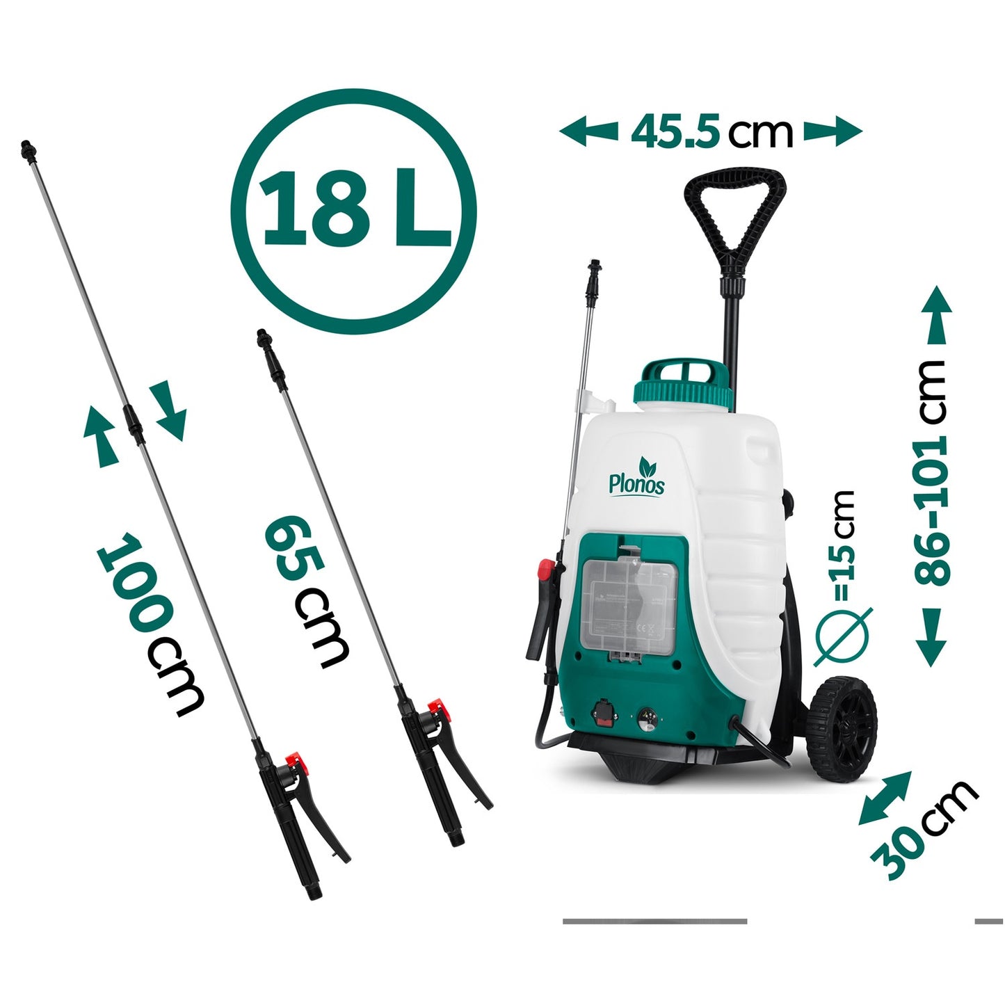Battery-operated pressure sprayer with trolley Plonos PL-600
