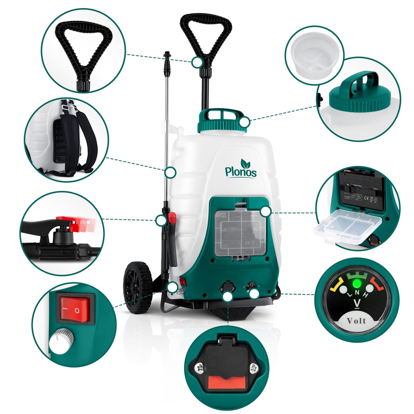 Battery-operated pressure sprayer with trolley Plonos PL-600