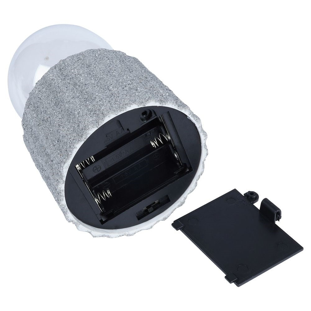Battery-powered LED table lamp with a cement-like base