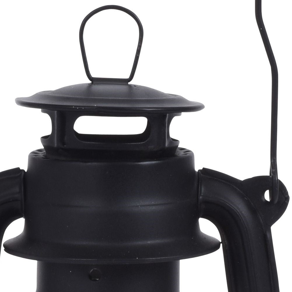 Battery-powered lantern with moving flame for home and garden