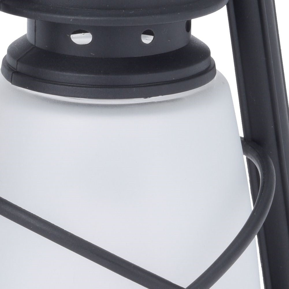 Battery-powered lantern with moving flame for home and garden