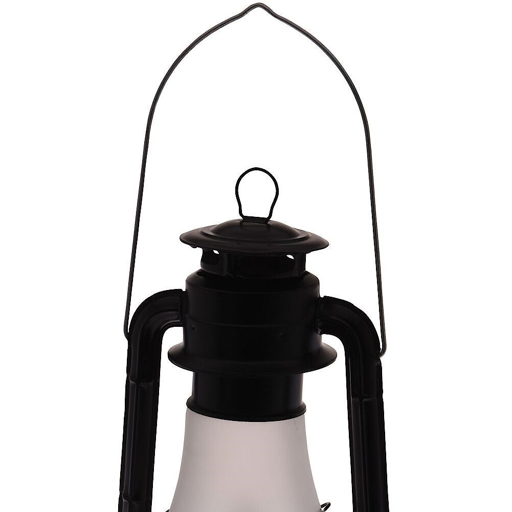 Battery-powered lantern with moving flame for home and garden
