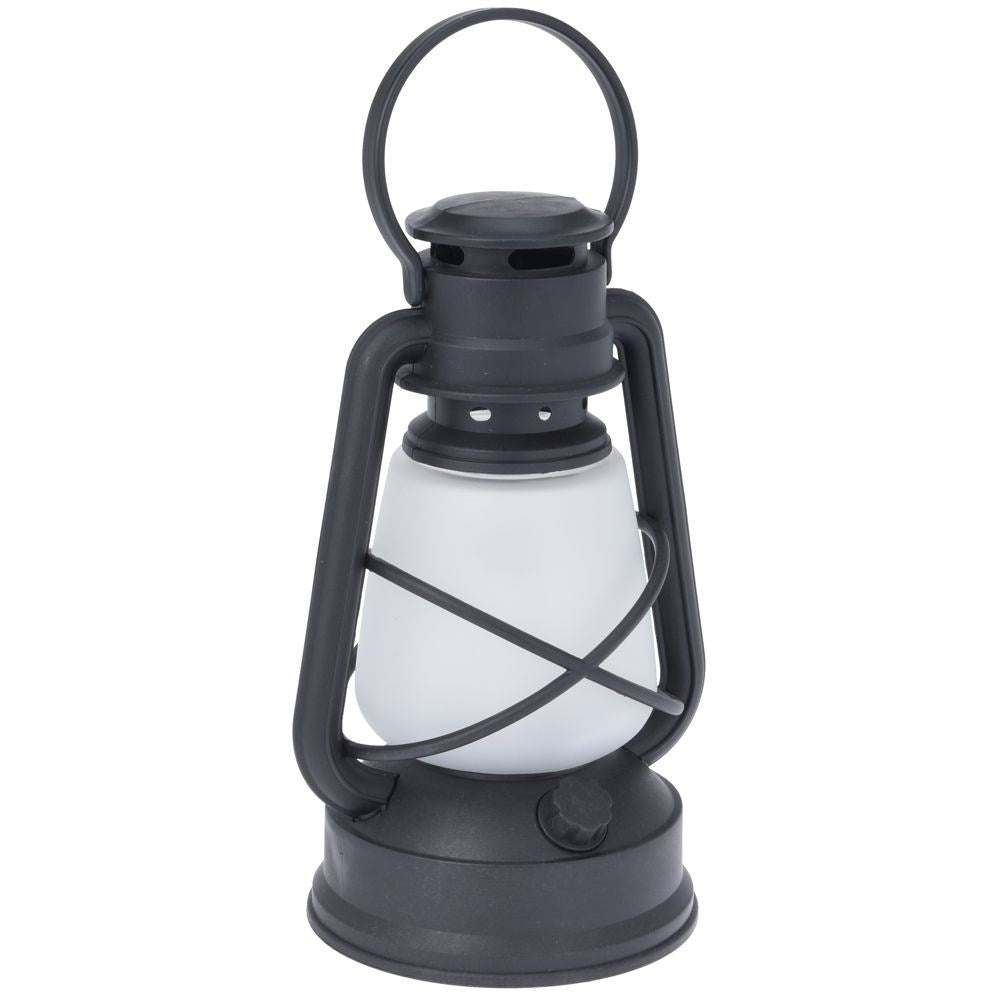Battery-powered lantern with moving flame for home and garden
