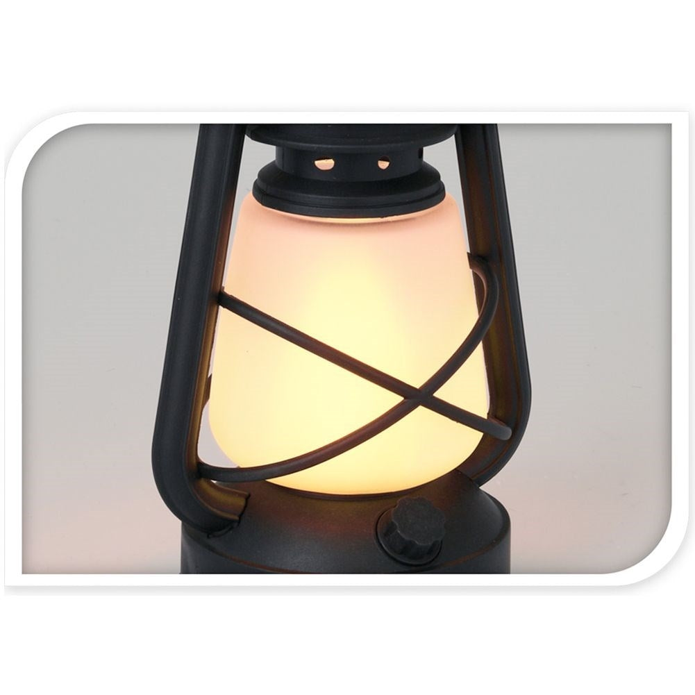 Battery-powered lantern with moving flame for home and garden