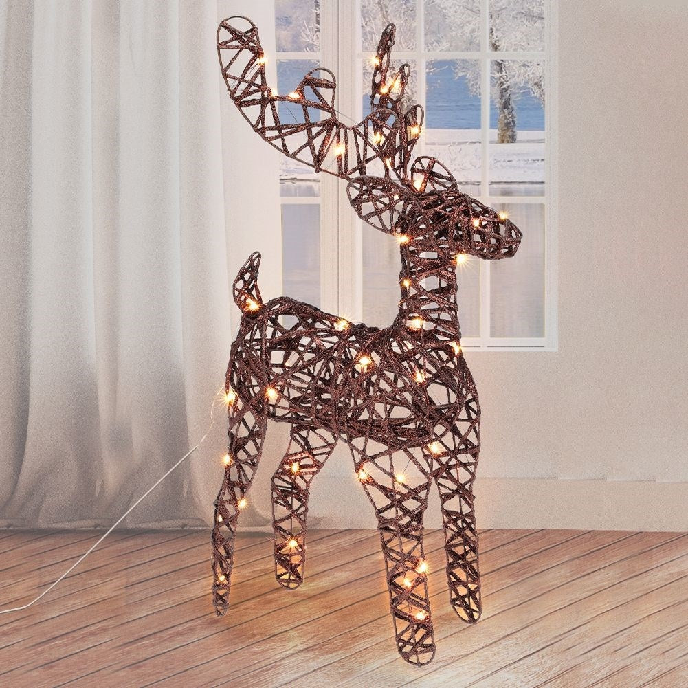 Battery powered reindeer with 50 LED lights, brown Christmas decoration