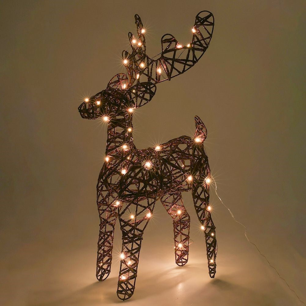Battery powered reindeer with 50 LED lights, brown Christmas decoration
