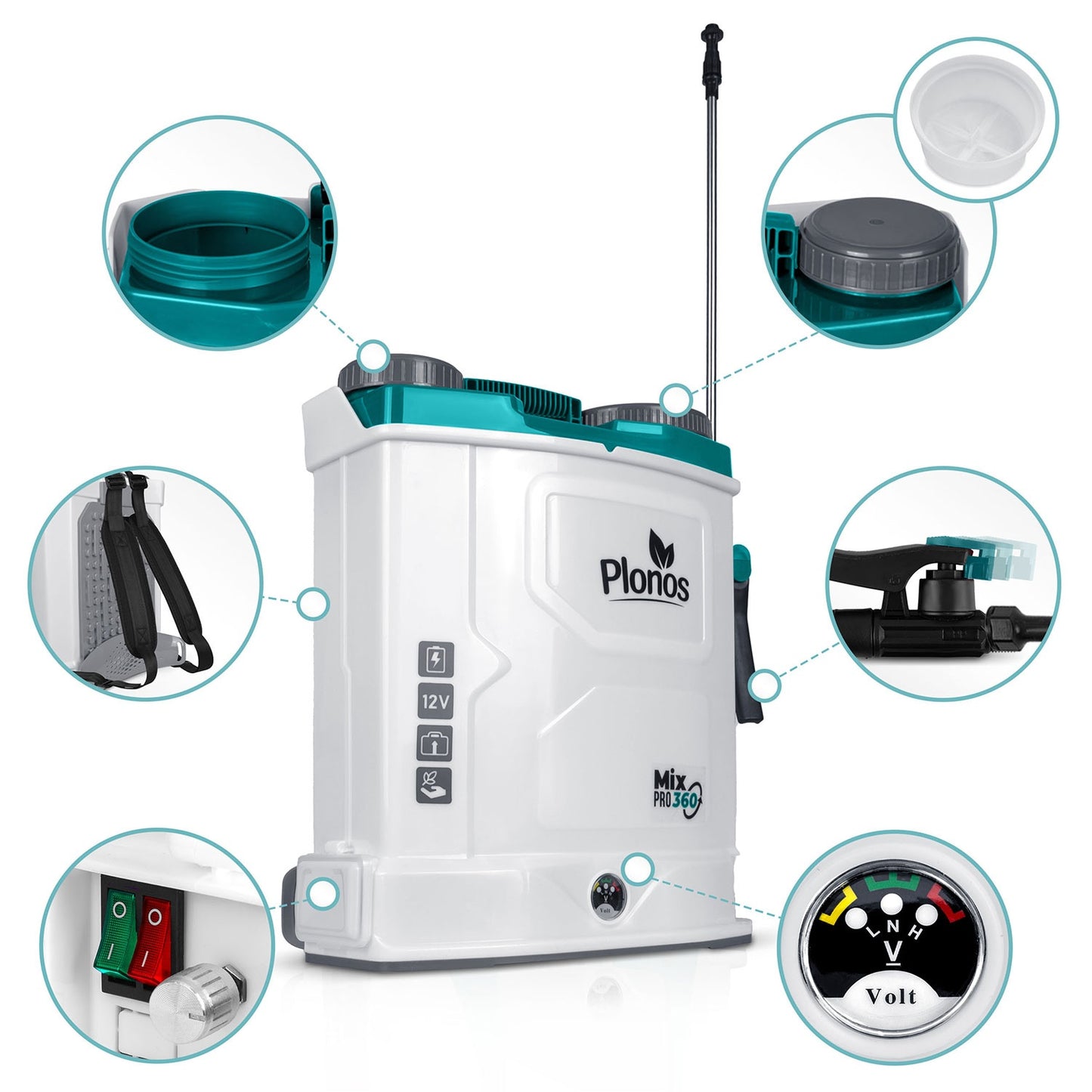 Battery-powered sprayer with mixer Plonos PL-603