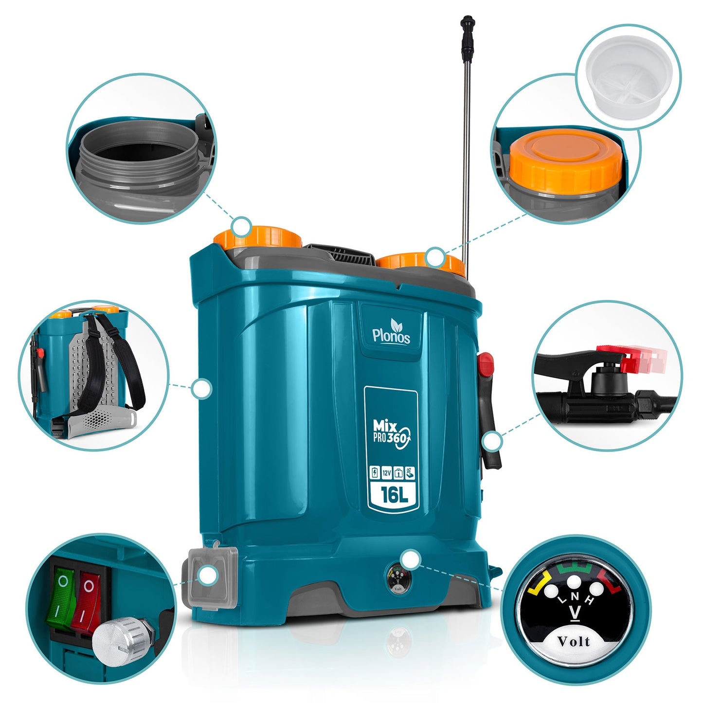 Battery-powered sprayer with mixer Plonos PL-604