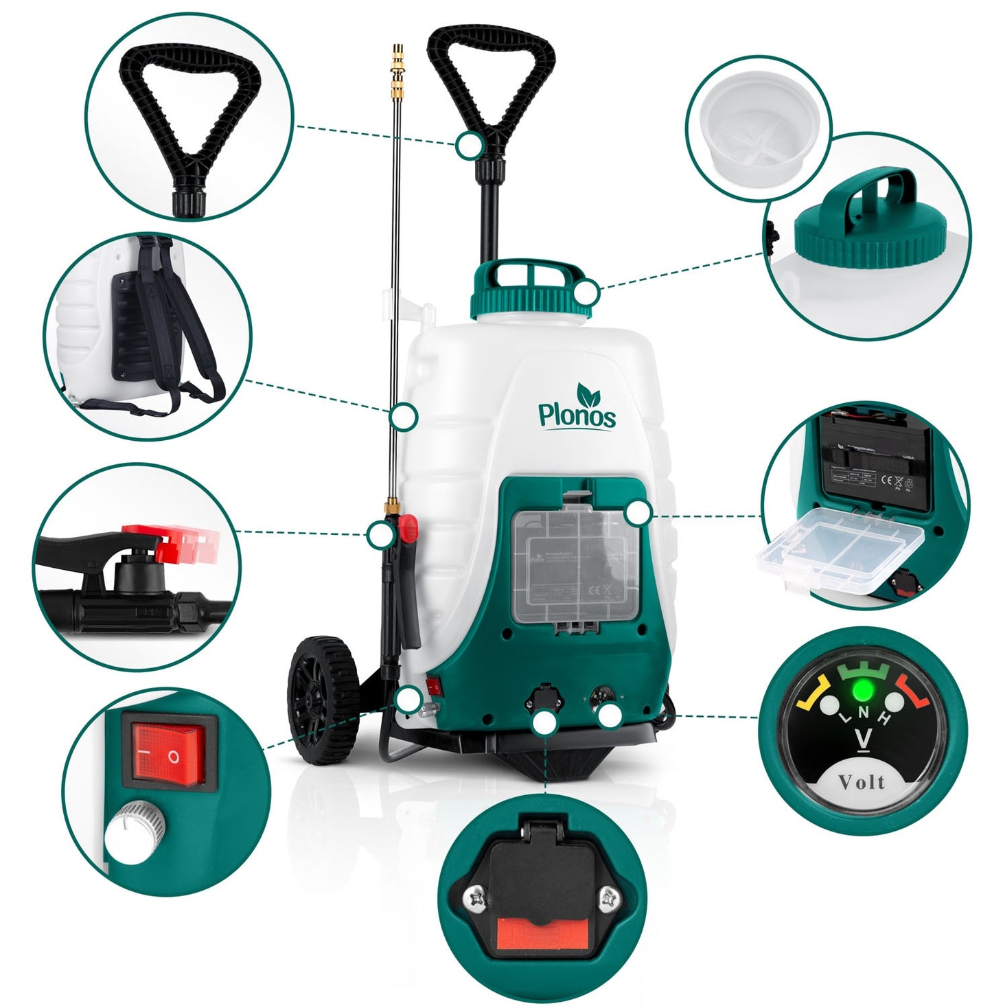Battery-powered sprayer with trolley Plonos PL-601