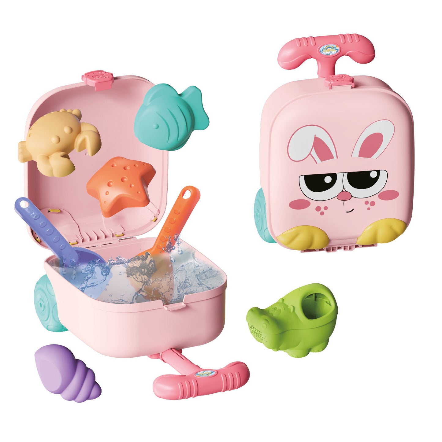 Beach Toy Set with Bunny Trolley, 8 Pieces