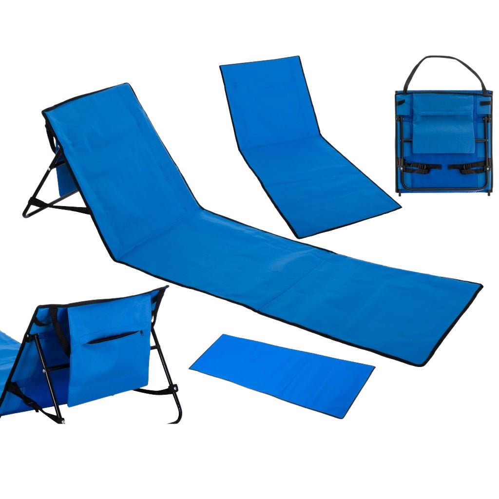 Beach mat lounger with backrest foldable 150x47x48cm