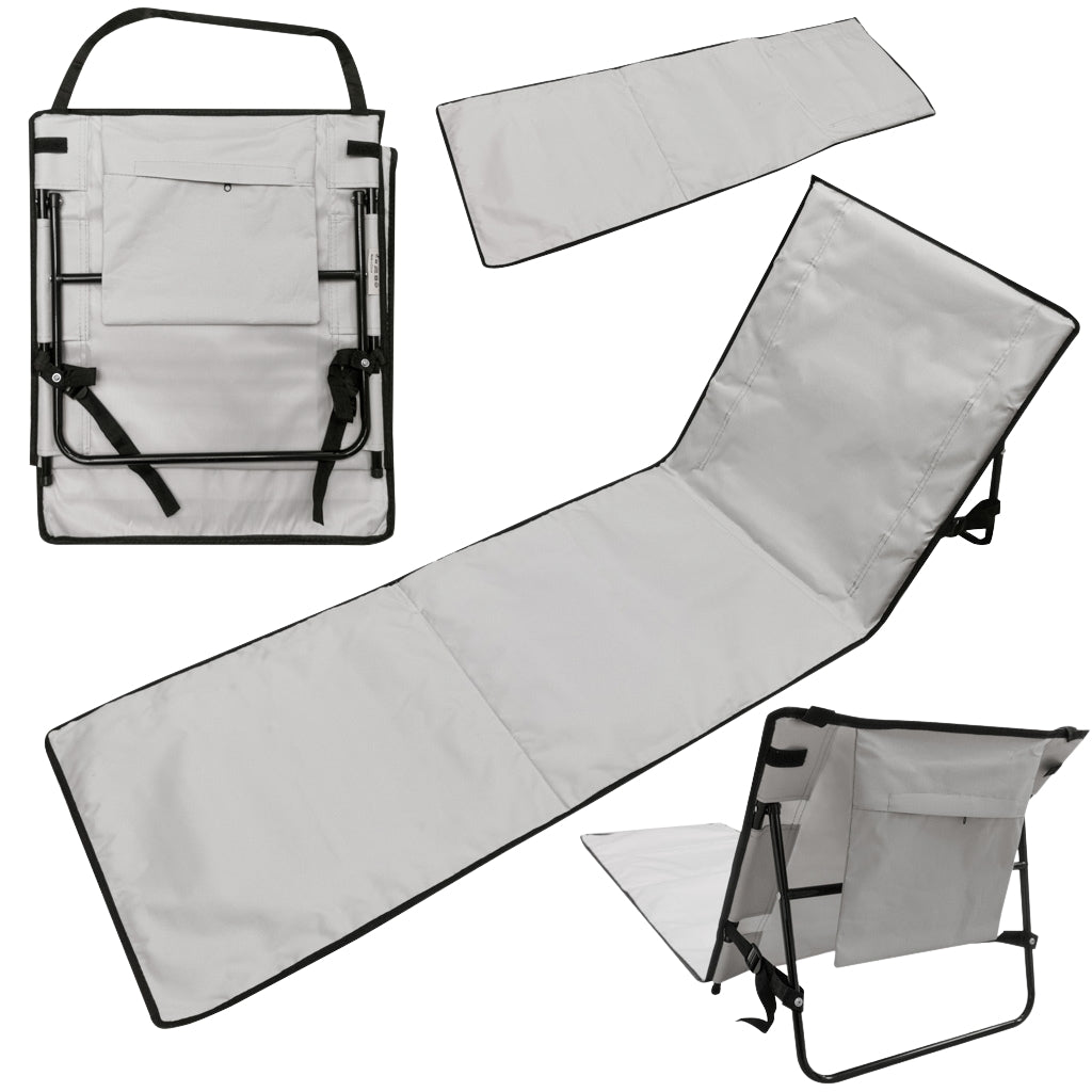 Beach mat lounger with backrest folding 150x47x48cm grey