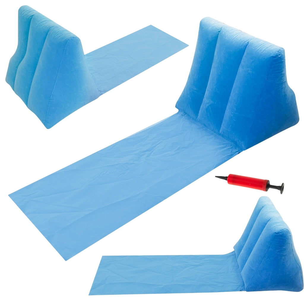 Beach mat lounger with backrest inflatable blue