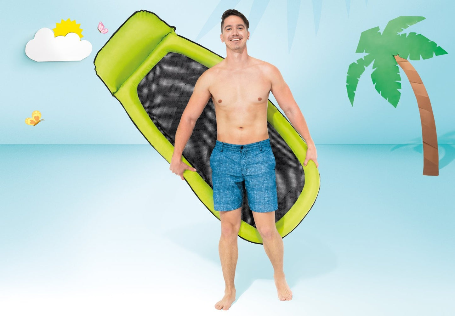 Beach mattress with mesh for cooling green 58836 INTEX