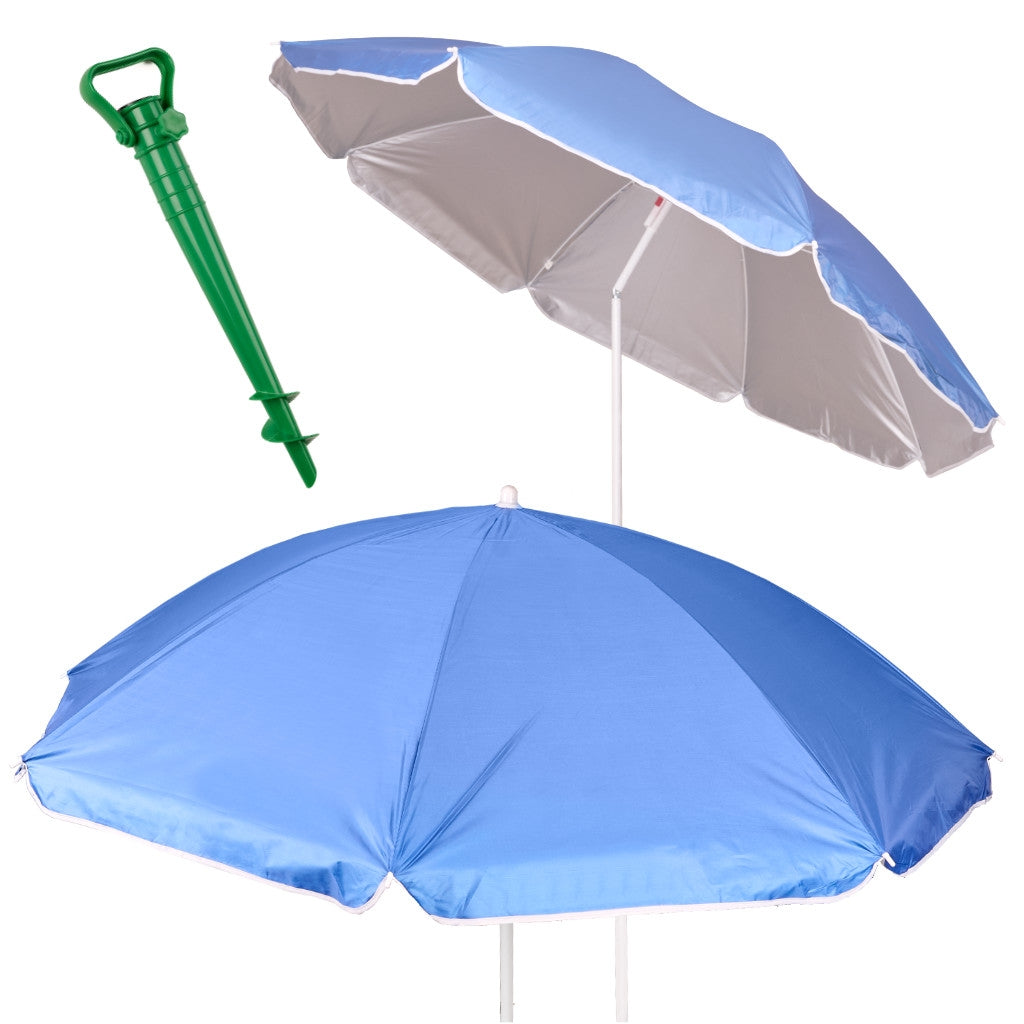 Beach umbrella large UV protection blue