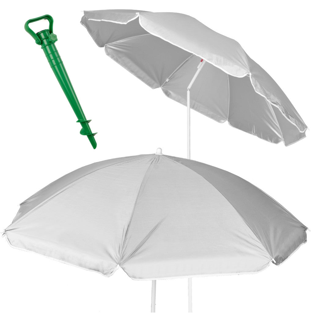 Beach umbrella large UV protection grey