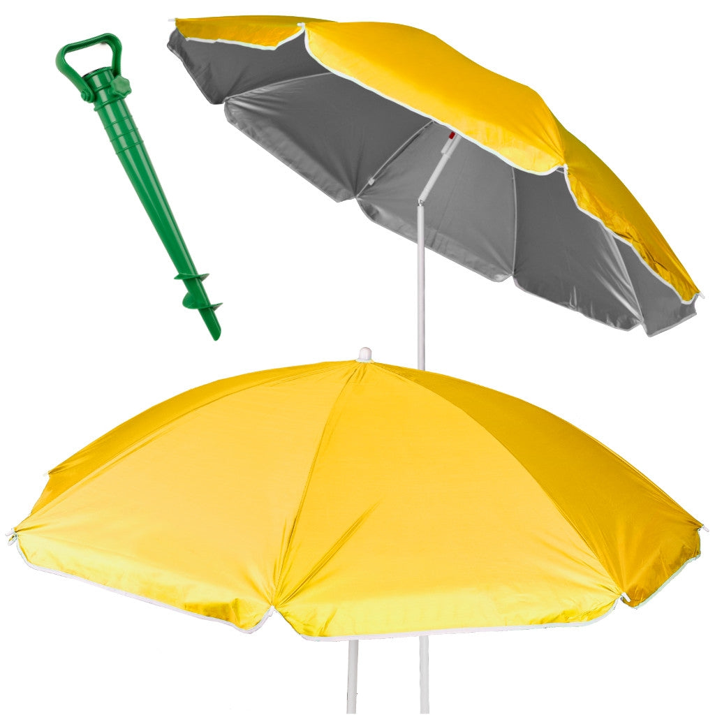 Beach umbrella large UV protection yellow
