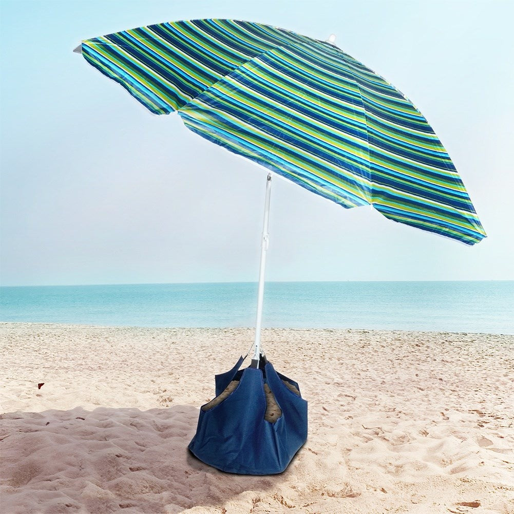 Beach umbrella with adjustable tilt and sun protection