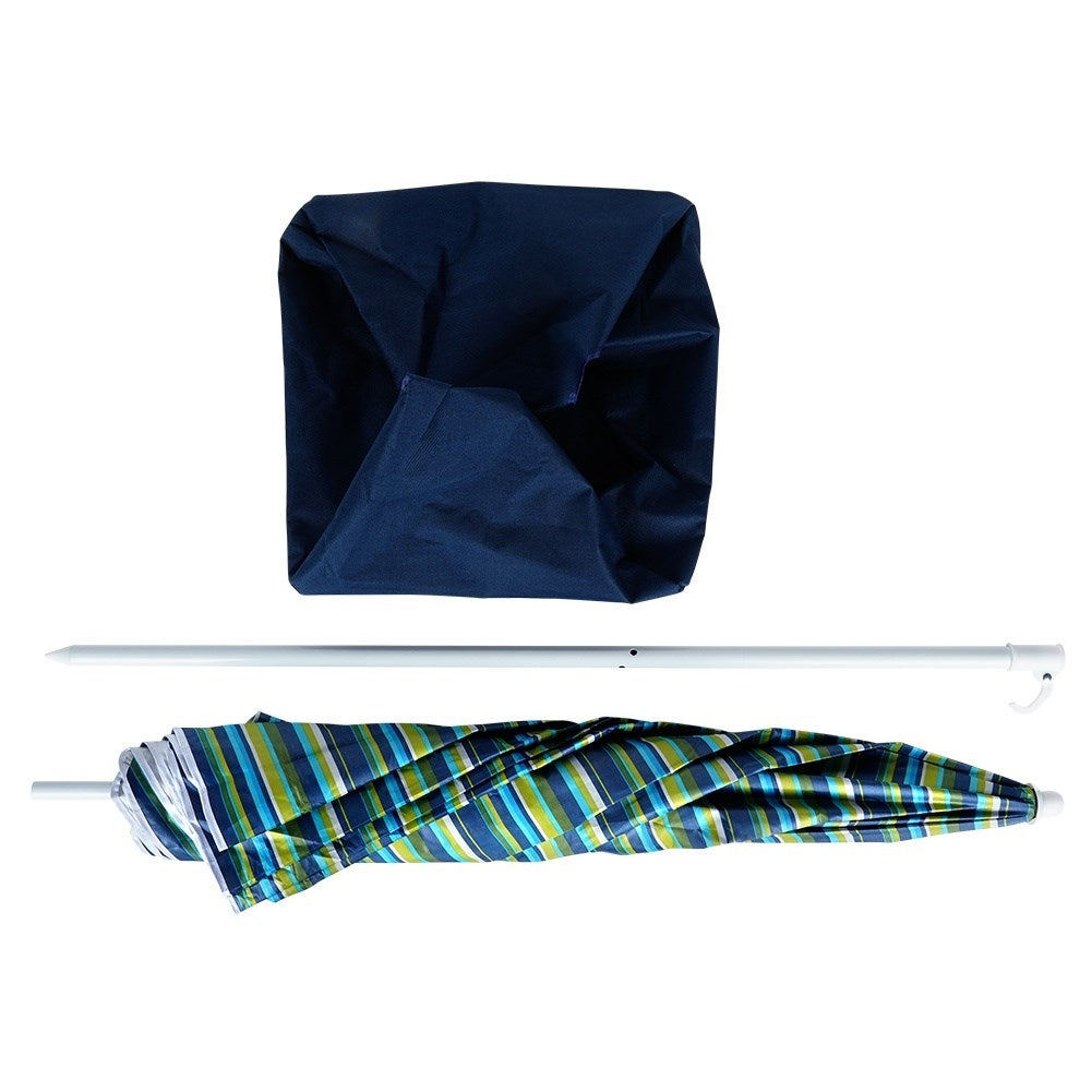 Beach umbrella with adjustable tilt and sun protection