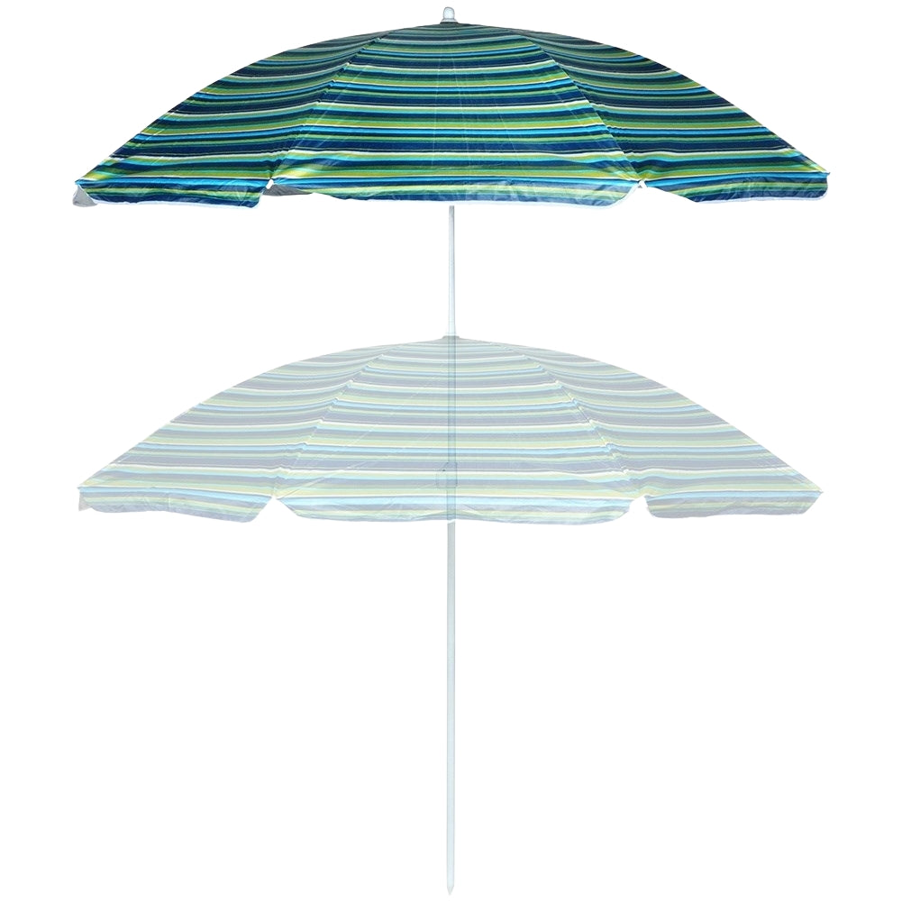 Beach umbrella with adjustable tilt and sun protection