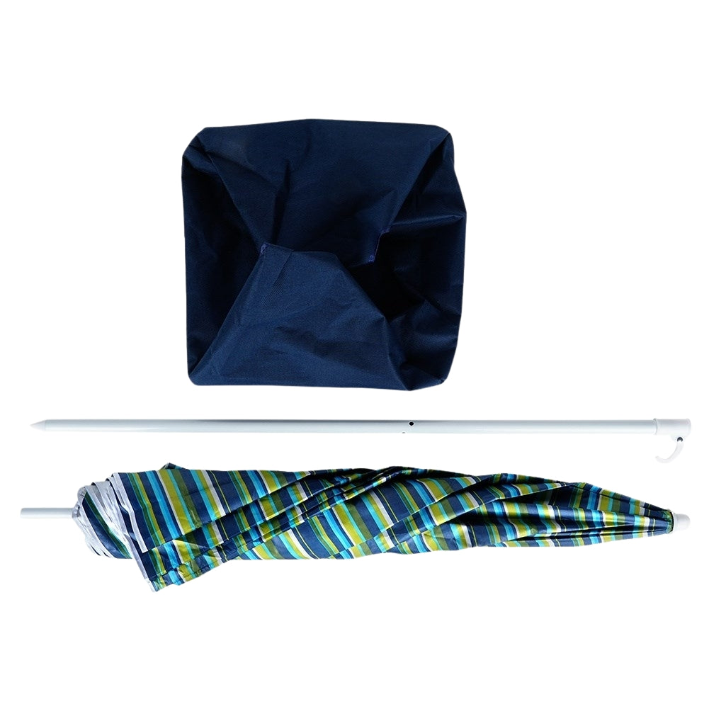 Beach umbrella with adjustable tilt and sun protection