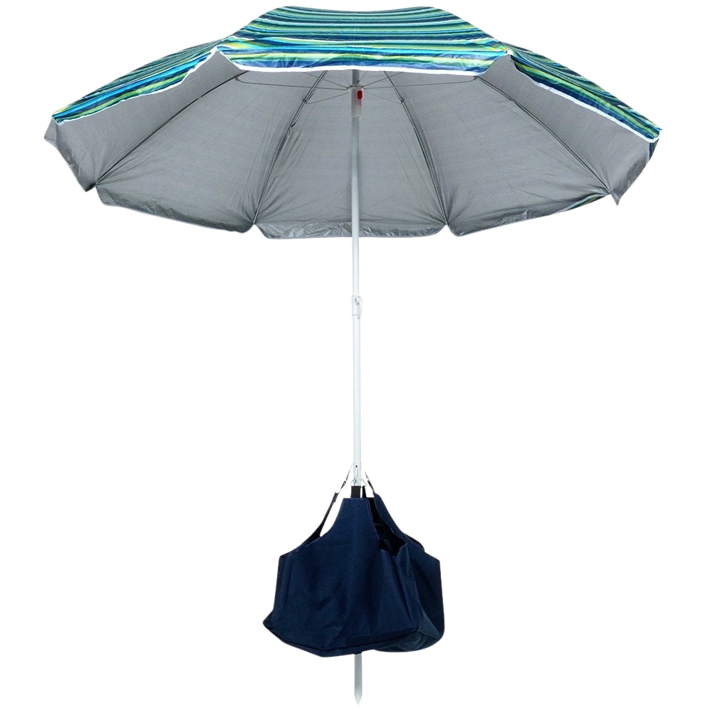 Beach umbrella with adjustable tilt and sun protection
