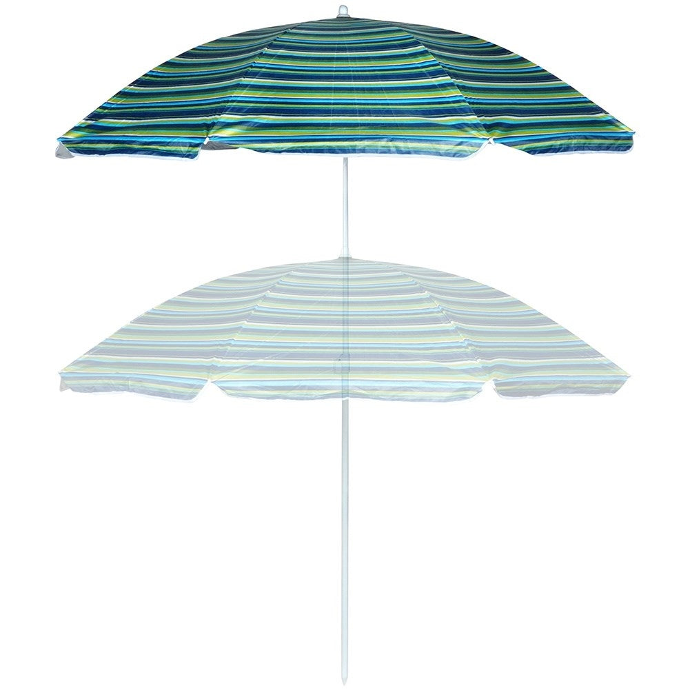 Beach umbrella with adjustable tilt and sun protection