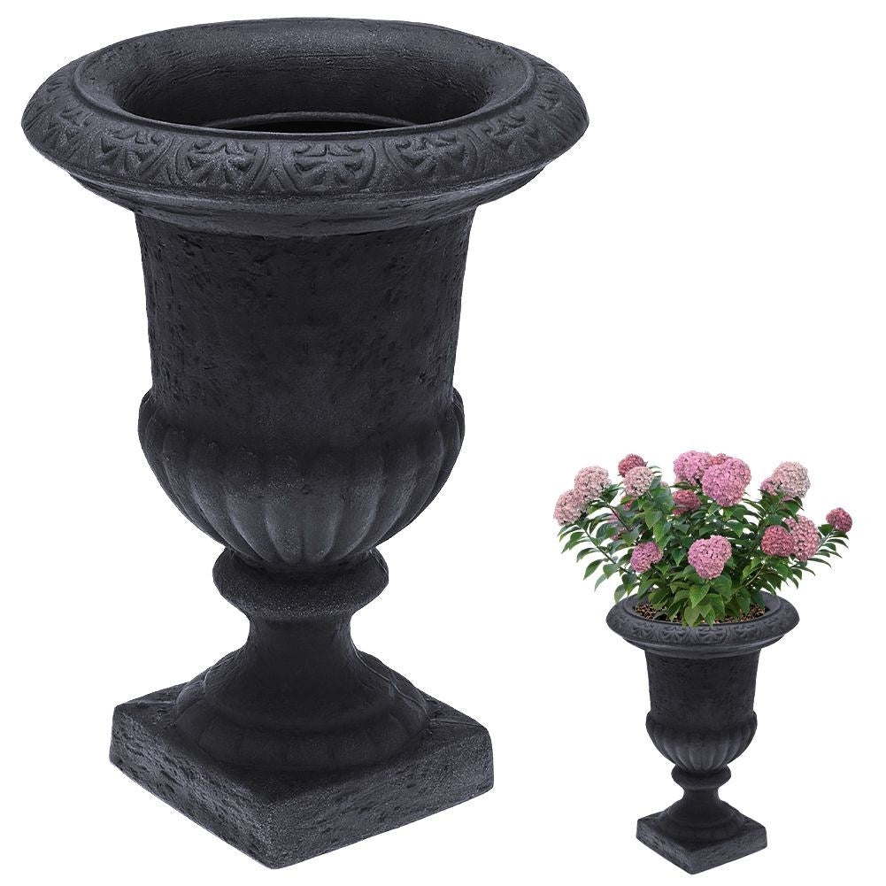 Beaker-pot in weather-resistant anthracite colored stone imitation