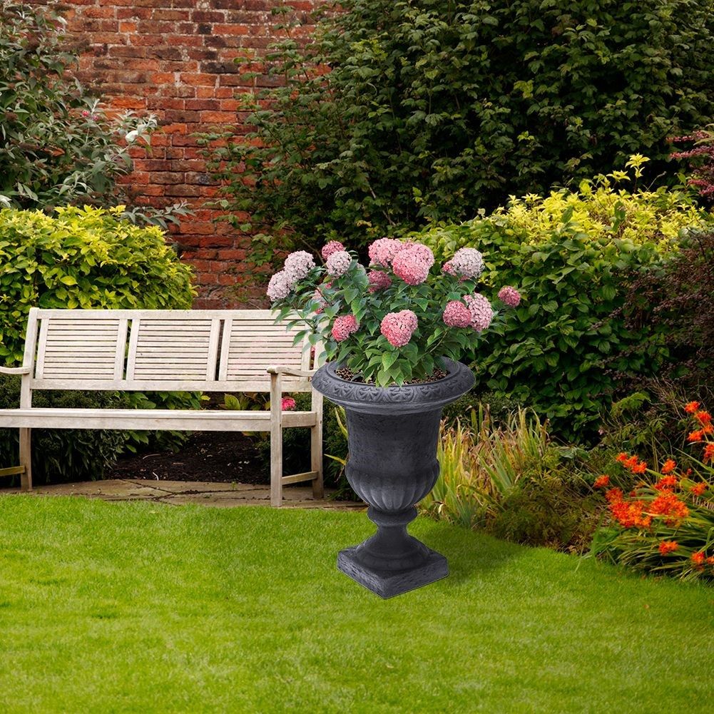 Beaker-pot in weather-resistant anthracite colored stone imitation