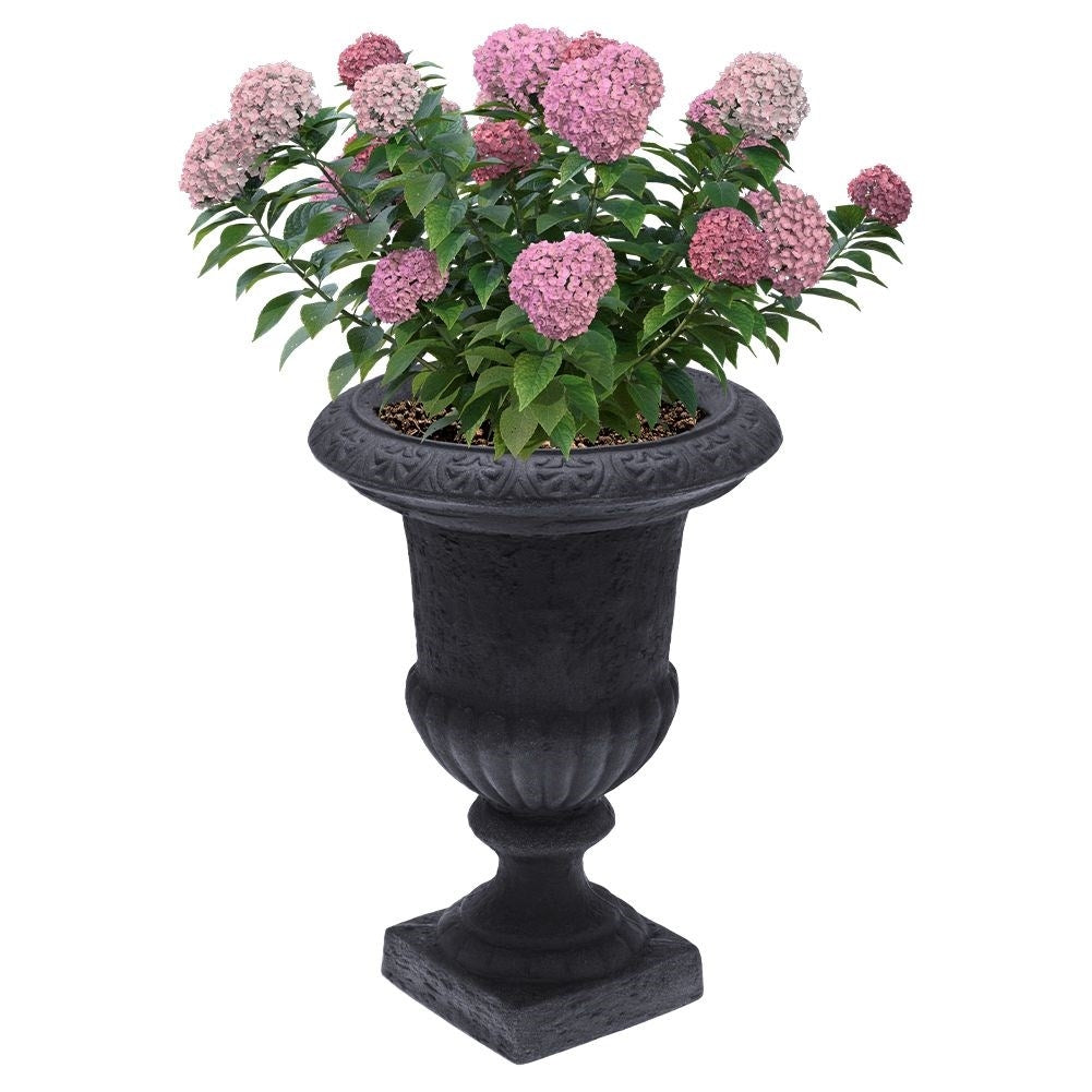 Beaker-pot in weather-resistant anthracite colored stone imitation