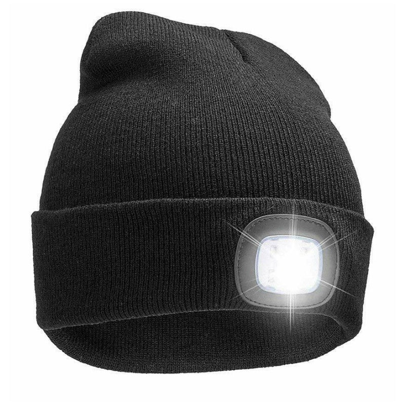Beanie with LED lamp USB - Black